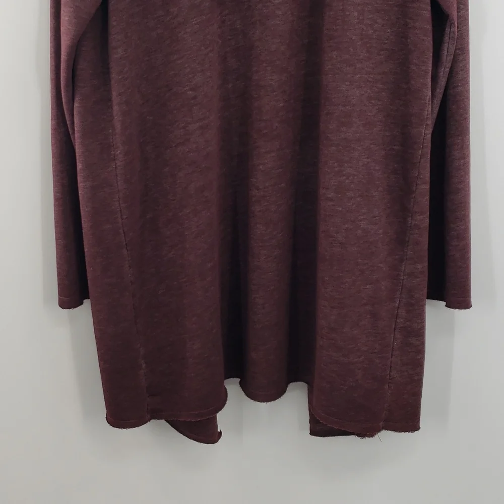 Soft Surroundings Long Hooded Cozy Wine Red Open Front Cardigan Sweater - Picture 7 of 10